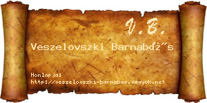 Veszelovszki Barnabás névjegykártya